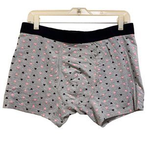 Banana Republic Mens Boxer Briefs Pink and Black Hearts Pattern On Gray | Large